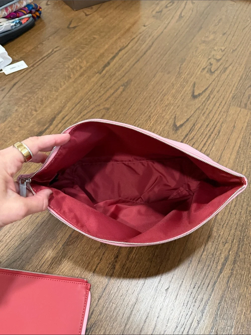 Away Two-Piece Pink and Red Cosmetic Pouch Set